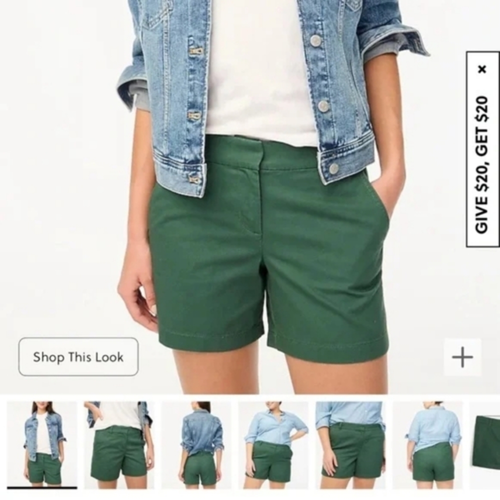 J Crew Women's Green Chino Cotton Shorts with 9‎ Inch Inseam - Picture 13 of 13